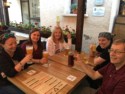 Ewa, Jessica, Robin, Amanda, and Steve drinking local beer